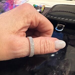 Elegant Silver Rhinestone Band Ring